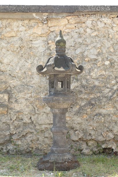 Carved reconstituted stone outdoor lantern...