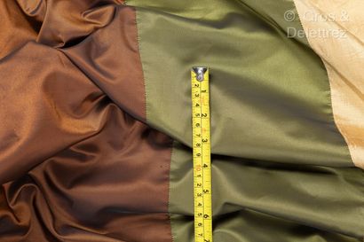 Pair of gold mottled silk-like curtains with...