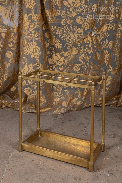 Umbrella stand in gilded brass with 4 columns...