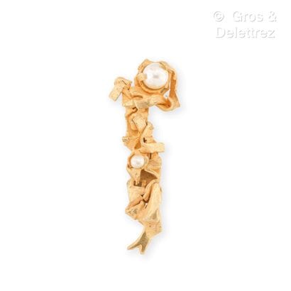 A. JOLY, French work 
Brutalist brooch in...