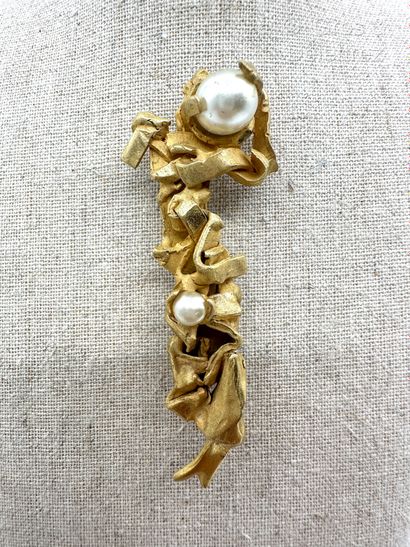 A. JOLY, French work 
Brutalist brooch in...