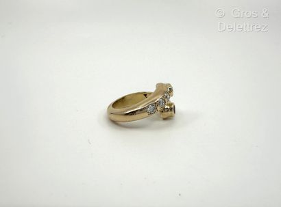 Bague croisée « Toi et Moi » en or jaune...