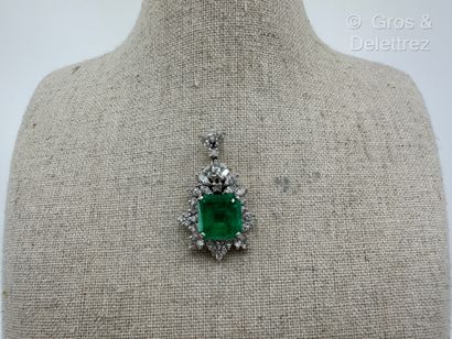 Pendentif feuillagé en or gris 750 millièmes...