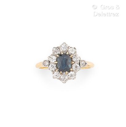 Bague pompadour en or jaune 750 millièmes...