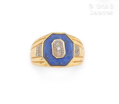 Bague chevalière en or jaune 750 millièmes,...