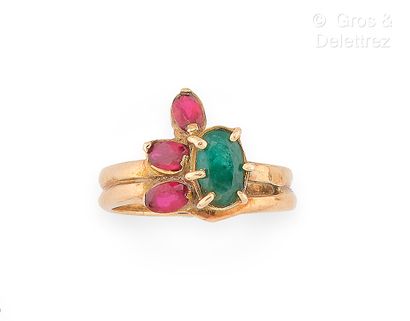 Bague « Fleur » en or rose 585 millièmes,...