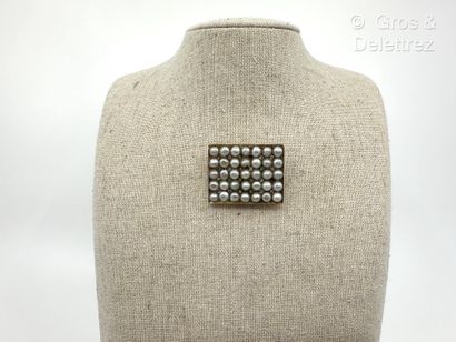 Broche rectangulaire en or jaune 585 millièmes,...