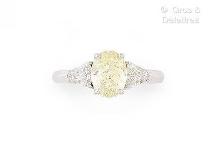 Travail français
Bague solitaire en or gris...