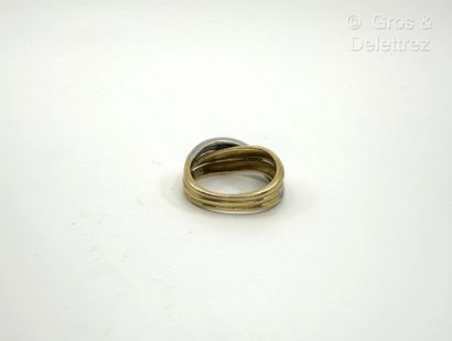 Bague croisée triple jonc en or jaune et...