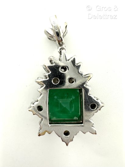 Pendentif feuillagé en or gris 750 millièmes...