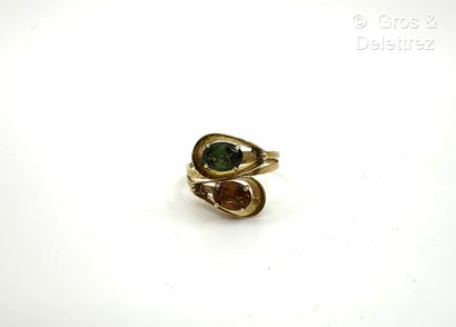 Bague « Toi et moi » en or jaune 750 millièmes,...