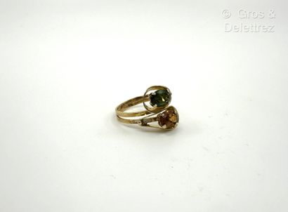 Bague « Toi et moi » en or jaune 750 millièmes,...