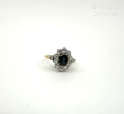 Bague pompadour en or jaune 750 millièmes...