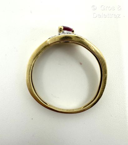 Bague croisée en or jaune et or gris 750...