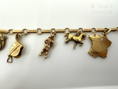 Bracelet gourmette en or jaune 585 millièmes...