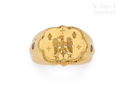 Bague Chevalière polylobée en or jaune 750...