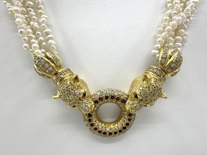 Travail italien
Collier « Têtes de panthères...
