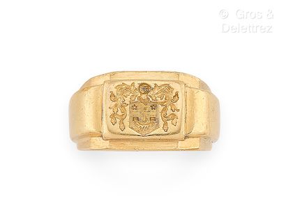 Bague Chevalière en or jaune 750 millièmes...