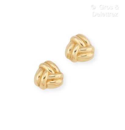 Paire de boutons d’oreilles « Nœud » en or...