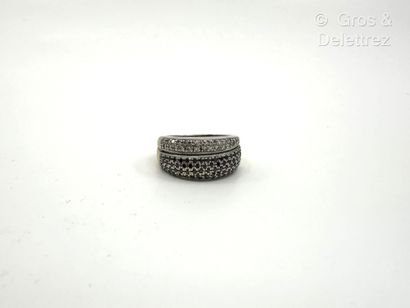Bague bandeau godronnée en or rhodié 750...