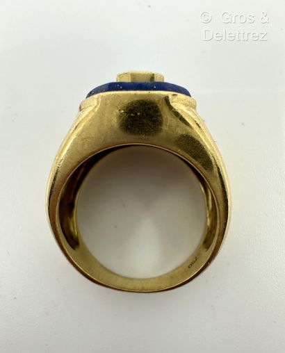 Bague chevalière en or jaune 750 millièmes,...