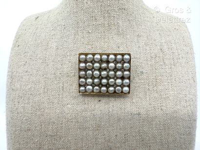 Broche rectangulaire en or jaune 585 millièmes,...