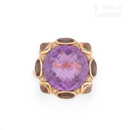 Bague de cocktail en or rose 750 millièmes...