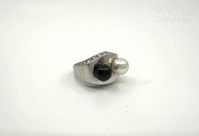 Bague « Toi et Moi » en or gris 750 millièmes...