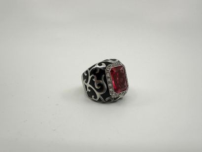 Importante bague bandeau en argent 800 millièmes...