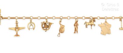 Bracelet gourmette en or jaune 585 millièmes...