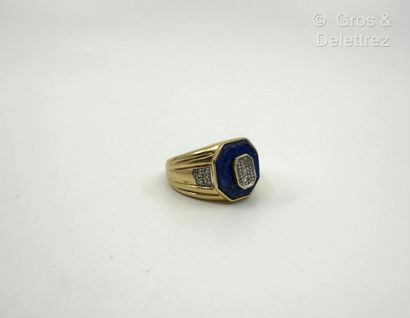 Bague chevalière en or jaune 750 millièmes,...
