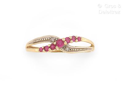 Bague croisée en or jaune 750 millièmes,...