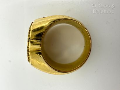 Bague Chevalière polylobée en or jaune 750...