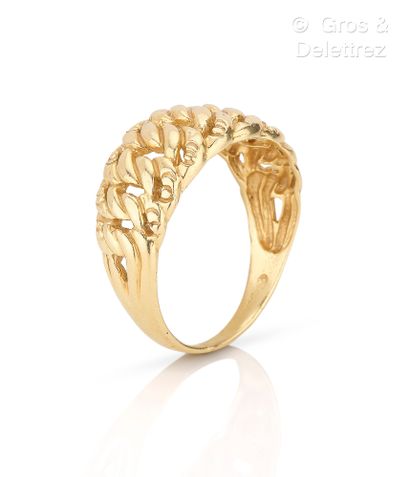 Bague jonc « Maille américaine » en or jaune...