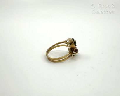 Bague « Toi et moi » en or jaune 750 millièmes,...