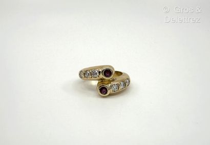 Bague croisée « Toi et Moi » en or jaune...