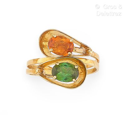 Bague « Toi et moi » en or jaune 750 millièmes,...