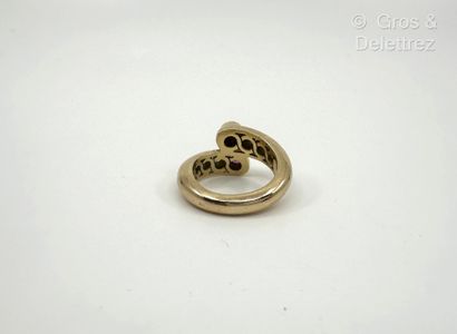 Bague croisée « Toi et Moi » en or jaune...