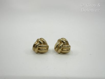 Paire de boutons d’oreilles « Nœud » en or...