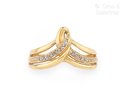 Bague « Boucle » en or jaune et or gris 750...