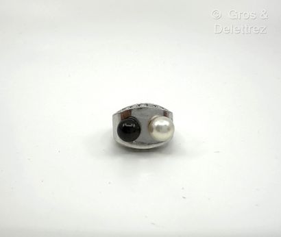 Bague « Toi et Moi » en or gris 750 millièmes...
