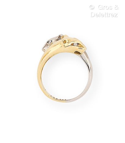 Bague croisée « Panthères » en or jaune et...
