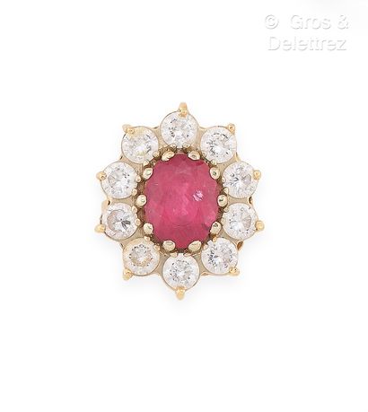 Bague pompadour en or jaune 750 millièmes...