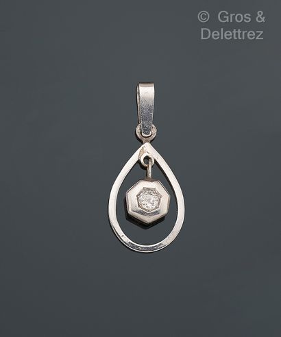 Pendentif « Goutte » en or gris 750 millièmes...