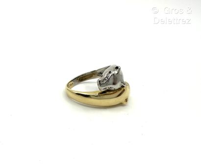 Bague croisée « Panthères » en or jaune et...