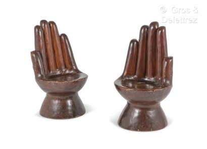 Work 1970
Pair of brown lacquered wood 