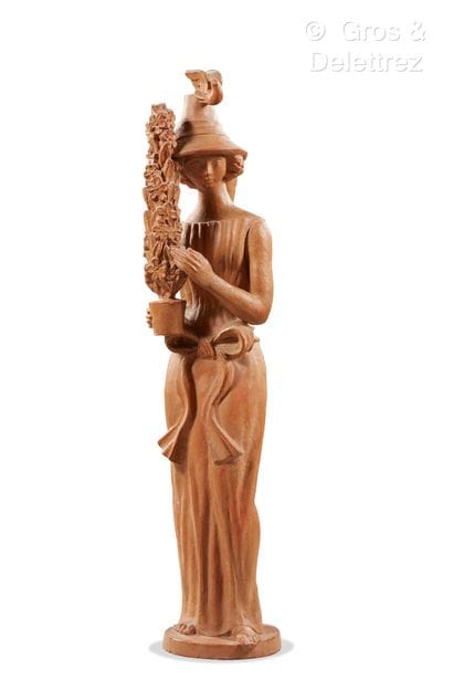 Travail français 1940-1950
Femme à l'oiseau...