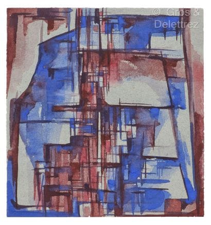 Mary BAIRD-SMITH (1972) 
Phtalo et caput
Aquarelle.
Monogrammée...