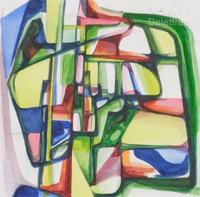 Mary BAIRD-SMITH (1972)
Oxide green and quinacridone
Watercolor.
Monogrammed...