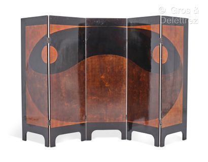French work circa 1970
Five-leaf screen in...